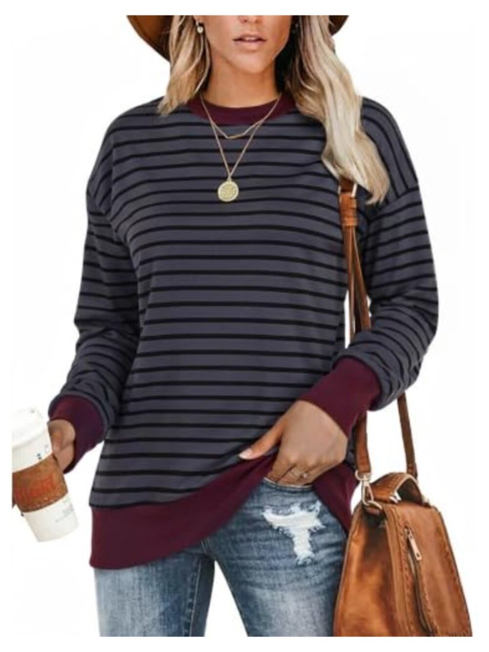Plus Size Sweatshirt Tunic Top Long Sleeve Crewneck